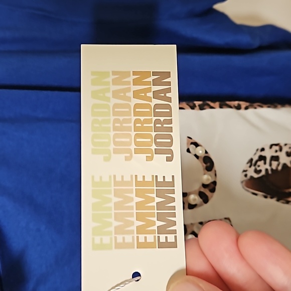 Emme Jordan Womens Plus Royal Blue Leopard Chic Shoes Tie Front Short Sleeve Top - Picture 6 of 12